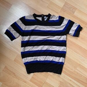 Zara Black, Blue, and Beige Striped Top